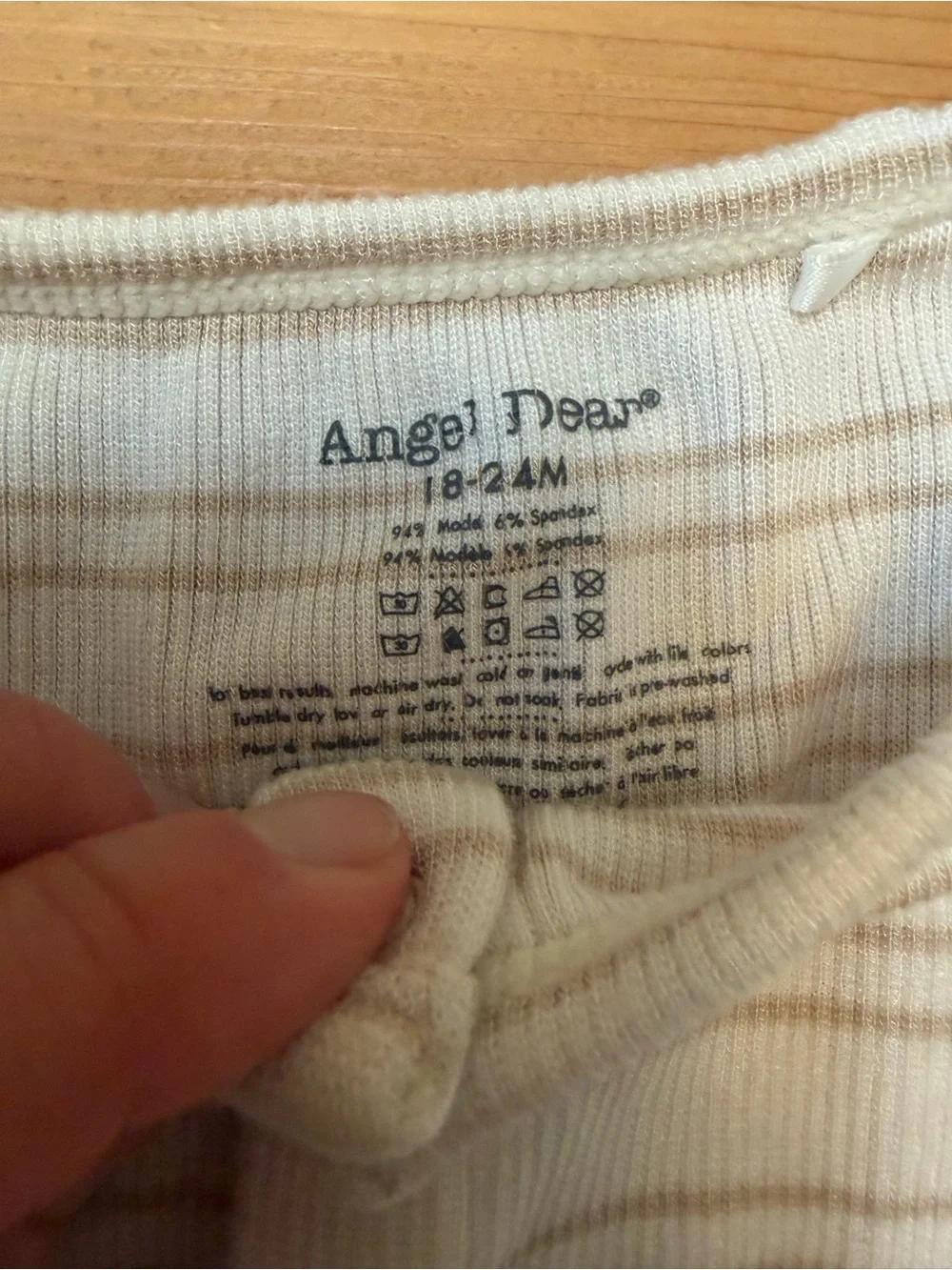 Angel Dear Cream & Tan Striped Romper